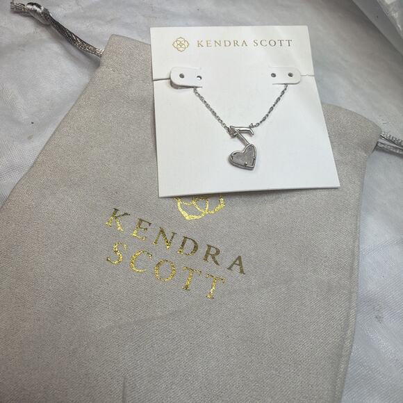 Kendra Scott Dolly Parton Ari Heart Music Note Necklace Silver Drusy Dust Bag179 - Picture 8 of 8